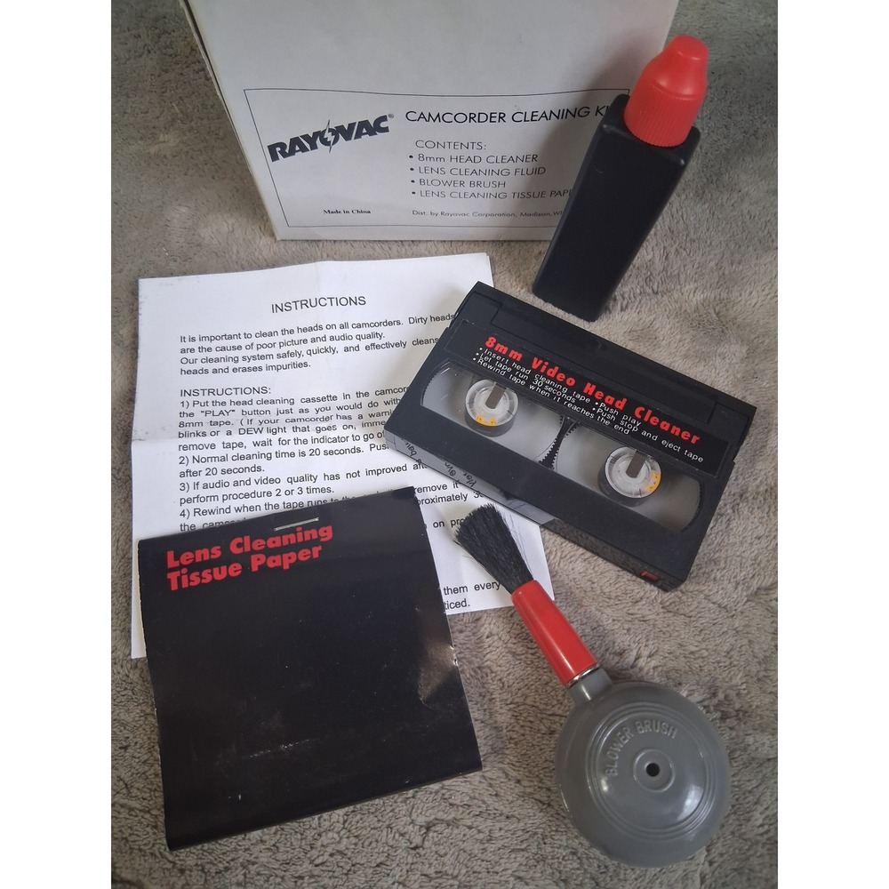 Rayovac Camcorder Cleaning Kit 8mm Video Head Cleaner Lens Fluid Blower Brush